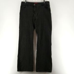 🎁5/$25 Contrast Jeans Women's11 Black Zip Button Closure 5 Pocket Boot Cut